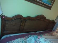 (MBR) 1970'S DREXEL FRENCH "CABERNET" CLASSICS CANE AND WOOD PROVINCIAL KING HEADBOARD, APPROXIMATE