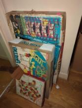 (UPBR1) LOT OF VINTAGE GAMES. MOUSE TRAP GAME, BRIDGE AND TURNPIKE BUILDING SET, MAP PUZZLE
