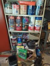 (GAR) LARGE LOT OF ASSORTED ITEMS TO INCLUDE, AN ASSORTMENT OF DIFFERENT COLORS AND TYPES OF PAINT,