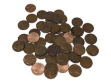 Roll of (50) Wheat and Lincoln pennies. Various Dates.
