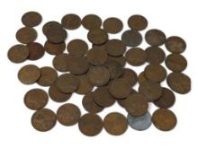 Roll of (53) Wheat pennies. Various dates.