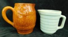Lot of 2 Vintage Pottery Pitchers - 1 Marked USA