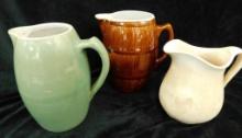 Group of 3 Pottery Pitchers - Various Makers