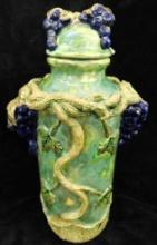 Mexican Pottery - Lidded Grapevine Jar - 16" x 7"