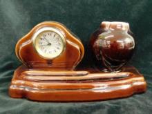 Vintage English Pottery - Unsigned - Clock / Vase - 5" x 11" x 5"