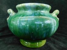 Vintage English Pottery - Unsigned - Double Handled Vase - 6" x 8.5" x 7.5"