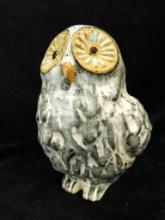 Art Pottery Owl Figure - Unsigned - 4.5" x 3.5" x 4"