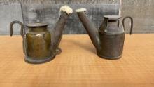 PAIR OF 1800S MINER'S TIN TEAPOT OIL LAMPS