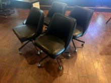(4) Four Swivel Leather Lounge Chairs on Mobile Base, VG Condition, Sold Per Chair x's Qty
