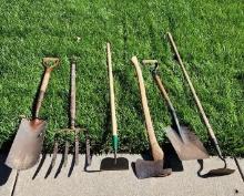 Lot of 6 Gardening Tools & Axe