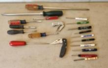 Assorted Screw Drivers, Advertising Screw Drivers & Folding Knives