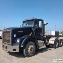 SEMI TRACTOR, 2002 KENWORTH T800, CAT C-12 380, MERRITOR TRANSMISSION, TANDEM REAR AXLES, 60,000LB G