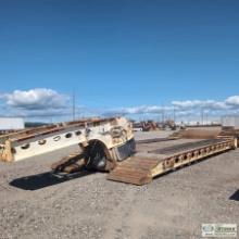 LOWBOY EQUIPMENT TRAILER, 2002 PEERLESS, 100 TON, TRIPLE AXLE, DETACHABLE NECK, 12FT WIDE X 24FT DEC