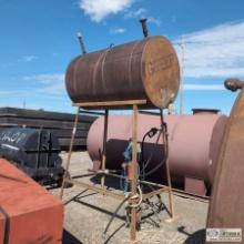 FUEL TANK, APPROX 500GAL, GREER, STEEL CONSTRUCTION, WITH STAND, FUEL PUMP