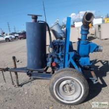 PUMP, GORMAN RUPP SELF PRIMING IO SERIES, APPROX 4IN, LISTER PETTER DIESEL ENGINE, SINGLE AXLE TRAIL