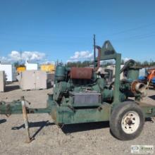 PUMP, PIONEER SELF PRIMING, APPROX 6IN, 4 CYLINDER DEUTZ DIESEL ENGINE, SINGLE AXLE TRAILER MOUNTED