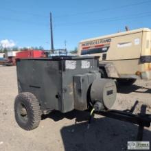AIR COMPRESSOR, MILITARY TYPE, SINGLE CYLINDER DIESEL ENGINE, SINGLE AXLE TRAILER MOUNTED, WITH HOSE