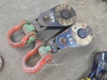 (2) MCKISSICK 8 TON SNATCH BLOCKS WITH SWIVEL SHACKLE SUPPORT EQUIPMENT