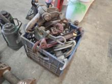 CRATE OF ASSORTED CABLE/ROPE PULLEYS, SNATCH BLOCK SUPPORT EQUIPMENT