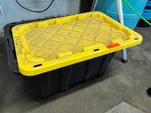 PLASTIC TUB W/ LOAD STRAPS & SAFETY HARNESSES SUPPORT EQUIPMENT