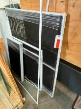 QTY OF ASSORTED SIZE, NEW WINDOW SCREENS SUPPORT EQUIPMENT