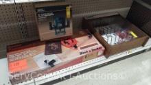 Lot of Master Mechanic 1/4" Plunge Router, Black and Decker Router Pantograph and Design Maker,