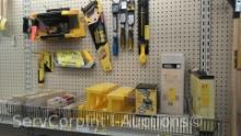Lot of Various Hand Saws, Wood Chisels, Wood Shims, Surform File, Plane File, Miter Boxes, Saw Horse