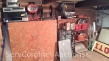 Lot of 2 Homemade Cabinets with Contents, Home Stereo System, Blower Motor, Antenna Fittings, Work