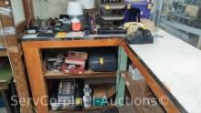 Lot of Various Clip Boards, Lamps, 2-Way Radios (No Chargers), Telephones, Staplers, Tape