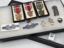 Group of Military Ribbons, Medals & Pins