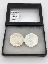 Lot of 2 Silver Peace Dollars-1922 & 1923