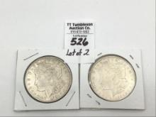 Lot of 2-1921-S  Morgan Silver Dollars