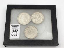 Lot of 3-1921 Morgan Silver Dollars
