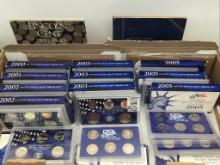Lot of 13 US Mint Proof Sets w/ Boxes Including