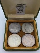 Lot of 4 Silver Dollars Including 1921 Morgan
