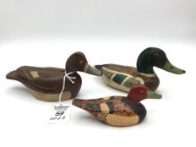Lot of 3 Miniature Decoys Including Unknown Red