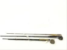 Lot of 3 Fishing Rods Including Silver