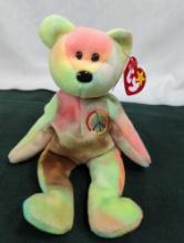 VINTAGE BEANIE BABY"PEACE", FEBRUARY 1,1996 W/ TAG PROTECTOR,7" CLEAR PLASTIC CASE