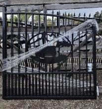 14' Bi-Parting Wrought Iron Gate w/ Cattle Art