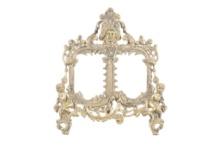 19th C Victorian Floral Easel Double Picture Frame