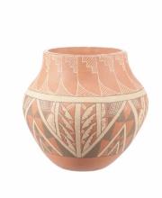 C. 1960-80 Jemez Pueblo Chinana Carved Olla Pot