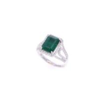 3.48ct Emerald VS2 Diamond & 18k White Gold Ring