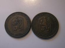 Foreign Coins: 1964 & 67 Communist Czechoslovakia 1 unit coins