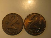 Foreign Coins: Communist Hungary 1970 & 76 2 Forints