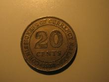 Foreign Coins: 1950 Malaya 20 Cents