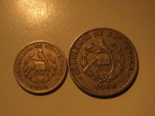 Foreign Coins: 1968   Guatmala 5 & 10  Centavoses