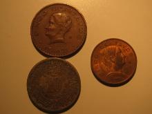 Foreign Coins: 1940 10 & 1945+63 Mexico 5 Centavos