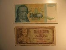 Foreign Currency: 1981 Yugoslavia 10 & 1993 50,000 Dinaras