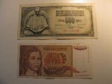 Foreign Currency: 1981 Yugoslavia 500 & 1992 10,000 Dinaras