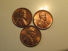 US Coins: 3xBU/Clean 1963-D pennies